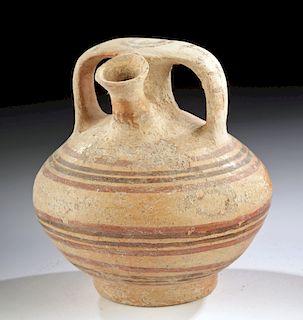 Greek Mycenaean Polychrome Stirrup Jar