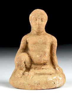 Greek Archaic Terracotta - Seated Nude Boy