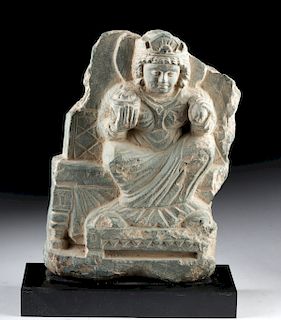 Gandharan Schist Relief - Seated Female Bodhisattva