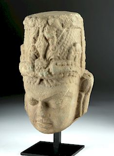 Lifesize 9th C. Indian Stone Head of Vishnu