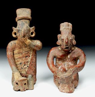 Pair of Large Jalisco Sheepface Pottery Drummers