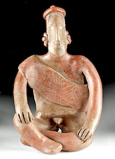Fine Jalisco Burnished Pottery Seated Male Figure