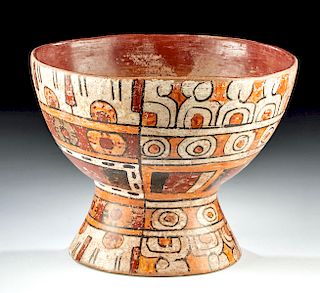 Beautiful Mixtec Polychrome Pedestal Bowl