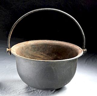Huge 18th C. American Iron Cooking Kettle