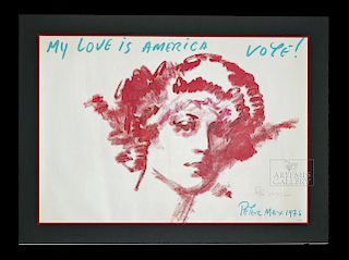 Signed Peter Max "My Love is America" Poster - 1976