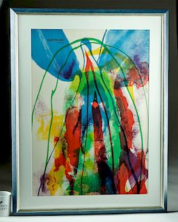 Signed Framed Paul Jenkins Lithograph - Earth Day 1971