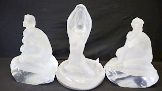3 Acrylic Sculptures of Nude Beauties.