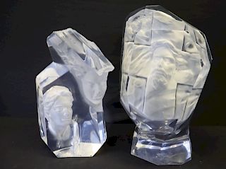 2 Signed Acrylic Sculptures.
