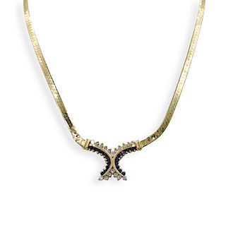 14K Gold Sapphire and Diamond Necklace