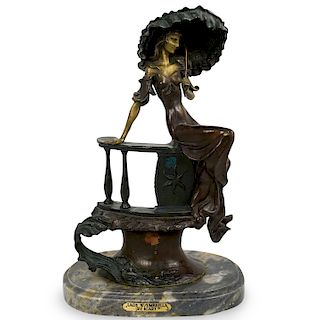 After Louis Icart "Lady with Umbrella" Bronze