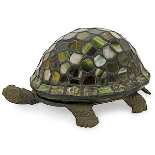Vintage Stained Glass Turtle Lamp