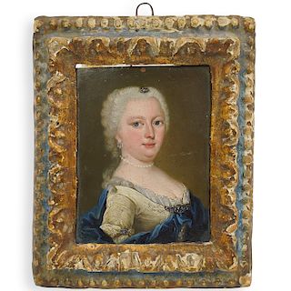 Marie Antoinette Oil On Copper Portrait