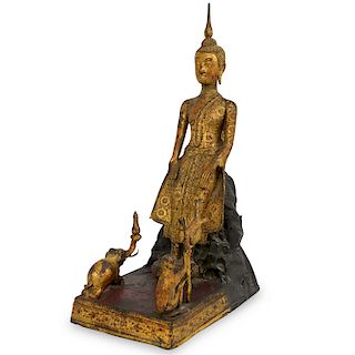 Hindu Gilded Bronze and Mixed Metal Buddha