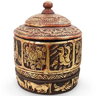 Oriental Carved Gilt Wood Box