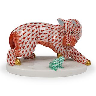 Herend Porcelain Dog & Frog Figurine