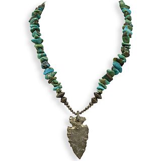 Navajo Style Turquoise and Silver Pendant