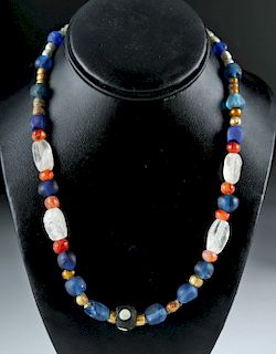 Necklace Roman / Phoenician Glass, Crystal, & Carnelian