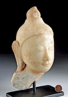 18th C. Burmese Marble Buddha Head Fragment