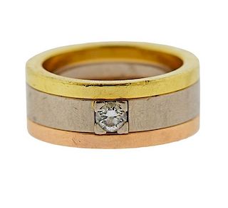 Cartier Trinity 18K Tri Color Gold Diamond Band Ring