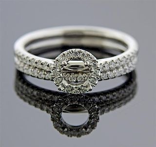 Platinum Diamond Engagement Wedding Ring Mounting Set