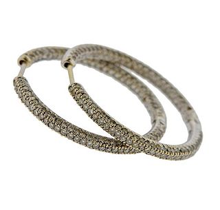 18k Gold Inside Out Diamond Hoop Earrings 