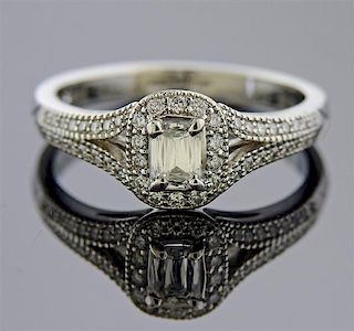 Platinum Crisscut Diamond Engagement Ring 