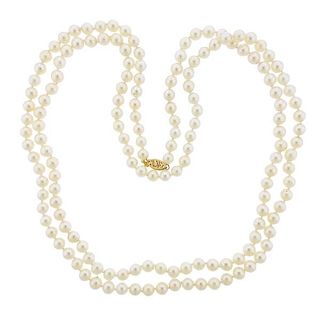 14K Gold Cultured Pearl Long Necklace