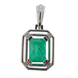 18K Gold Diamond 25ct Emerald Pendant
