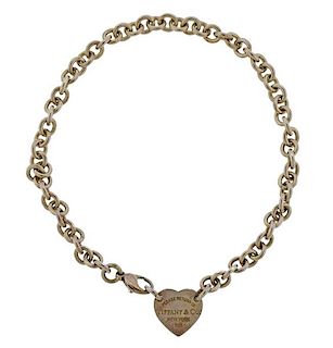 Tiffany &amp; Co Return To Silver Heart Tag  Necklace 