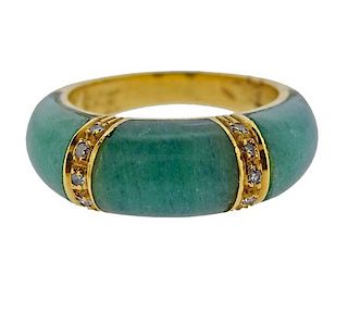 18K Gold Diamond Green Gemstone Ring