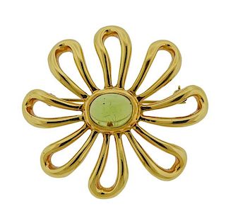 Tiffany &amp; Co Picasso 18K Gold Peridot Flower Brooch Pin