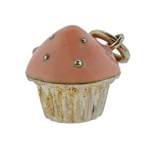 Tiffany &amp; Co Sterling Silver Enamel Cupcake Charm