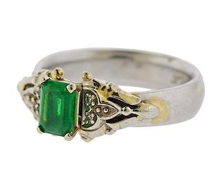 Platinum Gold Diamond Emerald Ring