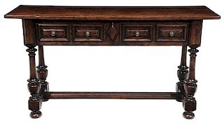 Baroque Style Oak Two-Drawer Server