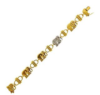 Tous 18K Gold Diamond Elephant Bracelet