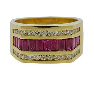 14k Gold Diamond Ruby Ring 