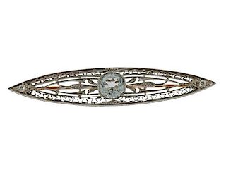 Art Deco J. E. Caldwell Platinum Diamond Aquamarine Pin Brooch