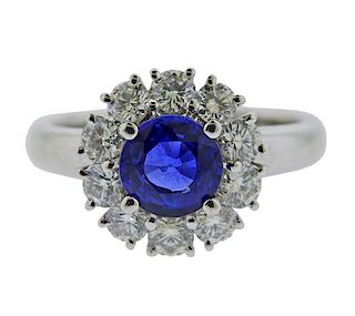AGL Ceylon Sapphire 18K Gold Diamond Ring