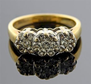 14k Gold Diamond Flower Ring 