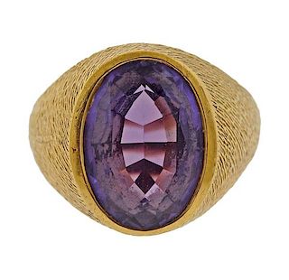 Gold Purple Stone Dome Ring
