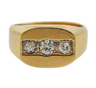 14k Gold Diamond Three Stone Ring 