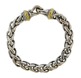 David Yurman 14K Gold Silver Wheat Chain Bracelet