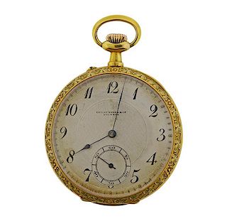Antique Guilloche Enamel 14k Gold Leicht Mayer Co. Pocket Watch 