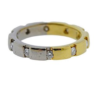 Belgiorno 18k Two Tone Gold Diamond Wedding Band Ring