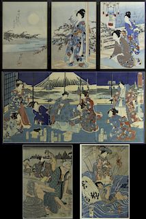 CHIKANOBU and KUNIYOSHI. Triptychs.