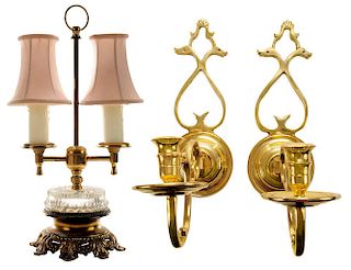 Brass and Glass Two-Light Boudoir