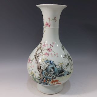 CHINESE ANTIQUE FAMILLE ROSE VASE - GUANGXU MARK AND PERIOD