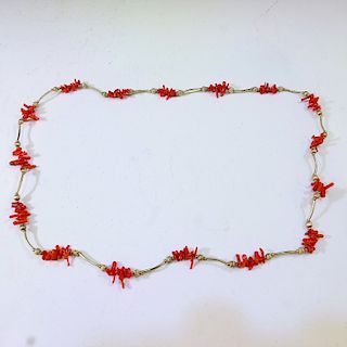 RED CORAL AND SILVER NECKLACE