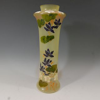 ANTIQUE CONTINENTAL PAINTED GLASS VASE