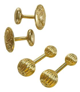 Two Pairs Gold Cufflinks